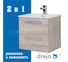 Тумба с раковиной Dreja Gio 60 подвесная, дуб кантри