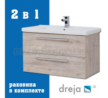 Тумба с раковиной Dreja Gio 80 подвесная, дуб кантри