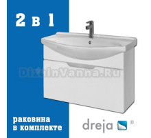 Тумба с раковиной Dreja Laguna 85 подвесная, белый глянец