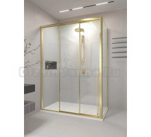 Душевой уголок Veconi Premium Prato 300 SP G-l 100х90, профиль брашированное золото, стекло прозрачное