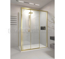 Душевой уголок Veconi Premium Prato 300 SP G-R 140х100, профиль брашированное золото, стекло прозрачное