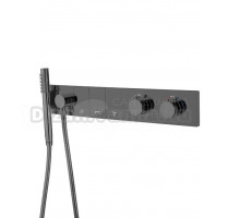 Термостатический смеситель встраиваемый Boheme Zodiac 133-SYS-SGM С ВНУТРЕННЕЙ ЧАСТЬЮ, для ванны с душем, глянцевый графит