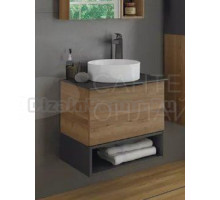 Тумба с раковиной Comforty Штутгарт 60 подвесная, темно-коричневый дуб, раковина comforty 9111