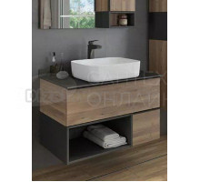 Тумба с раковиной Comforty Штутгарт 90 подвесная, темно-коричневый дуб, раковина Comforty T-Y9378