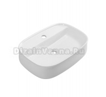 Накладная раковина Cezares 55 глянцевая белая, прямоугольная, фаянс, с 1 отверстием под смеситель