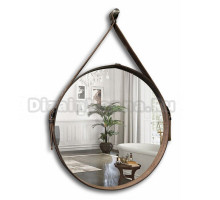 Зеркало MIXLINE "Капитан" D510 мм обод натуральная кожа (коричневая кожа)
