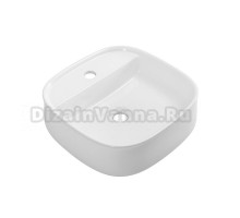 Накладная раковина Cezares 42 глянцевая белая, квадратная, фаянс, с 1 отверстием под смеситель