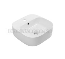 Накладная раковина Cezares 39 глянцевая белая, квадратная, фаянс, с 1 отверстием под смеситель