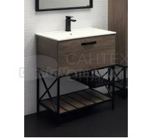 Тумба с раковиной Comforty Бредфорд 75 напольная, темный дуб, с раковиной Comforty 75E