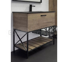 Тумба с раковиной Comforty Бредфорд 90 напольная, темный дуб, с раковиной Comforty 90E черная матовая