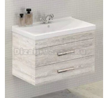 Тумба с раковиной Comforty Никосия 80П подвесная, белый дуб, с раковиной Fest 80 F01