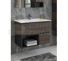 Тумба с раковиной Comforty Франкфурт 75 подвесная, шоколадно-коричневый дуб, с раковиной COMFORTY 75E