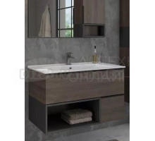 Тумба с раковиной Comforty Франкфурт 90 подвесная, шоколадно-коричневый дуб, с раковиной Quadro 90