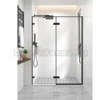 Душевая дверь в нишу Veconi Premium Alassio B 130x200, профиль матовый черный, стекло прозрачное