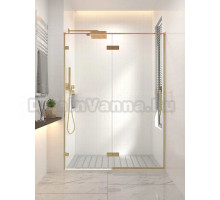 Душевая дверь в нишу Veconi Premium Alassio G 130x200, профиль брашированное золото, стекло прозрачное