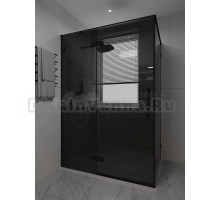 Душевой уголок Veconi Premium Alassio SP BB 140х100, профиль матовый черный, стекло тонированное