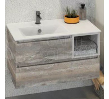 Тумба с раковиной Comforty Турин 90L подвесная, бежевый дуб, с раковиной Comforty 9090EL