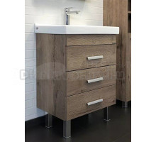 Тумба с раковиной Comforty Никосия 60H напольная, темный дуб, с раковиной Fest 60 F01
