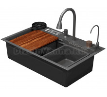 Многофункциональная мойка для кухни D&K 75х46, со смесителем, matt grey concrete