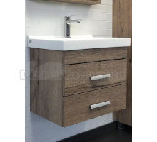 Тумба с раковиной Comforty Никосия 60П подвесная, темный дуб, с раковиной Fest 60 F01