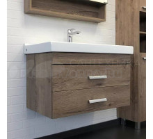 Тумба с раковиной Comforty Никосия 80П подвесная, темный дуб, с раковиной Fest 80