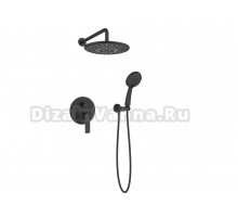 ESKO. Душевая система скрытого монтажа черная, тропический душ 6 в 1, латунь, лейка держатель и шланг в комплекте, гарантия 10 лет