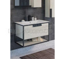 Тумба с раковиной Comforty Бонн 75 подвесная, графит, дуб дымчатый, с раковиной Comforty 75E
