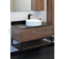 Тумба с раковиной Comforty Порто 90 подвесная, темнно-коричневый дуб, с раковиной Comforty 9110