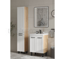 Мебель для ванной комнаты EQUIL Lago 60.2D напольная, белый софт, дуб сонома