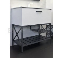 Тумба с раковиной Comforty Бредфорд 90 напольная, белый глянец,  раковиной Comforty 90E