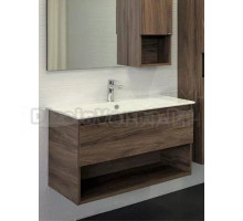 Тумба с раковиной Comforty Бордо 90 подвесная, темно-коричневый дуб, с раковиной Quadro 90