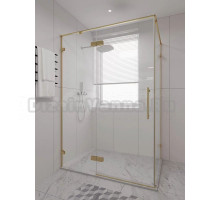 Душевой уголок Veconi Premium Alassio SP G 120х90, профиль брашированное золото, стекло прозрачное