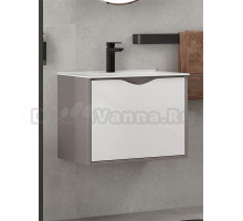 Тумба с раковиной EQUIL Smile 60.1Y подвесная, белый софт, лен антрацит