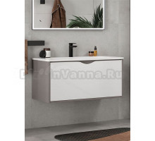 Тумба с раковиной EQUIL Smile 100.1Y подвесная, белый софт, лен антрацит