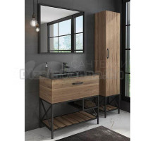 Мебель для ванной комнаты Comforty Бредфорд 90 напольная, темный дуб, с раковиной Comforty 90E черная матовая