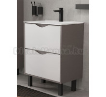 Тумба с раковиной EQUIL Smile 60.2Y напольная, белый софт, лен антрацит