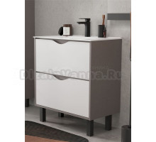 Тумба с раковиной EQUIL Smile 70.2Y напольная, белый софт, лен антрацит