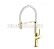 ESKO. Смеситель для кухни, гибкий излив ,белый с золотом