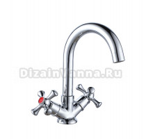 Смеситель для раковины, двуручковый, вентильный, в ванную, латунь, VODA