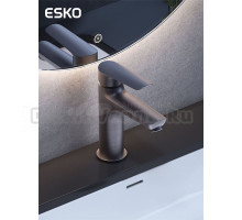 ESKO. Смеситель для раковины, цвет оружейная сталь, 10 лет гарантии, кран на раковину
