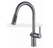 ESKO. Смеситель для кухни с дисплеем, оружейная сталь, вытяжная лейка, с индикатором температуры, латунь, 10 лет гарантия