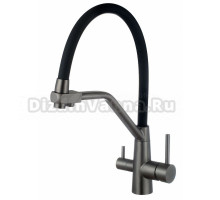 ESKO. Смеситель графит для кухни с гибким изливом, кран кухонный с фильтром для воды, нержавеющая сталь, гарантия 10 лет