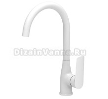 ESKO. Смеситель для кухни с поворотным изливом, белый кран кухонный, гарантия 10 лет