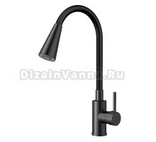ESKO. Смеситель для кухни с гибким изливом, кран кухонный черный, гарантия 10 лет