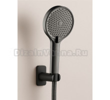 VODA. Душевая лейка с режимами, ручной душ черный, диаметр 130мм