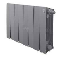 Радиатор биметаллический секционный Royal Thermo PianoForte 300 VR80 8 секций, дизайнерский, нижнее правое подключение, серебристый