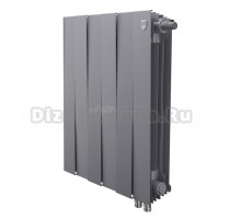 Радиатор биметаллический секционный Royal Thermo PianoForte 500 VR80 6 секций, дизайнерский, нижнее правое подключение, серебристый