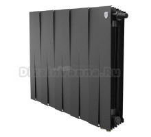 Радиатор биметаллический секционный Royal Thermo PianoForte 500 VR80 10 секций, дизайнерский, нижнее правое подключение, черный