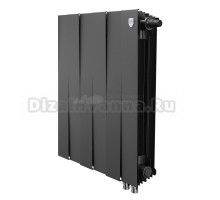 Радиатор биметаллический секционный Royal Thermo PianoForte 500 VR80 6 секций, дизайнерский, нижнее правое подключение, черный