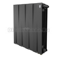 Радиатор биметаллический секционный Royal Thermo PianoForte 500 VR80 8 секций, дизайнерский, нижнее правое подключение, черный